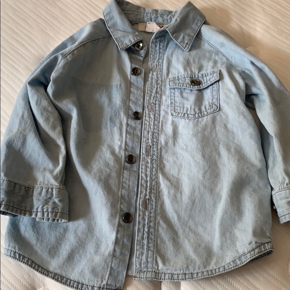 Denim distressed cotton on button up